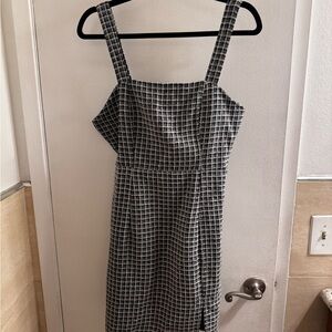 SHEIN Black and White Grid Midi Dress